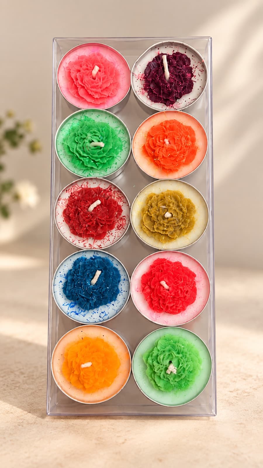Glitter Floral  Tealight candle